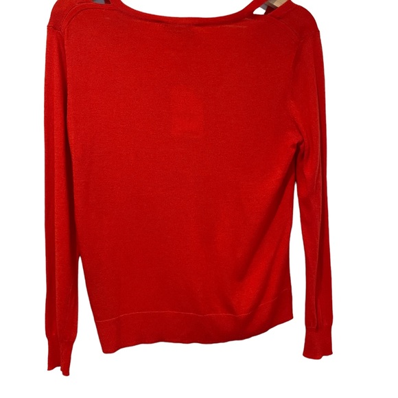 Zara Knit Sweater Red V Neck Shoulder Cutout Size Small - Picture 4 of 6